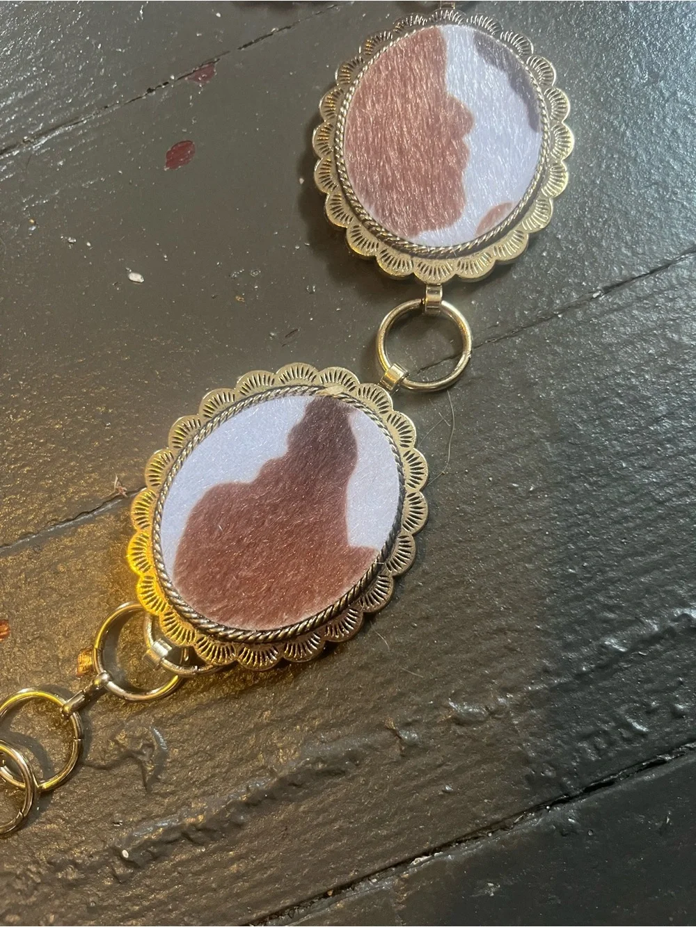 Valentina Gold-Tone Belt with White and Brown Medallions